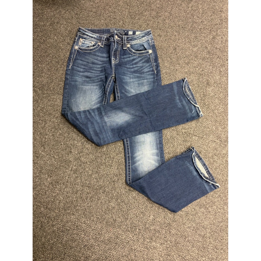 Miss Me Chloe Boot Cut Jeans Womens 27 Dark Wash Embroidered Wing Sequin Denim - Picture 5 of 8